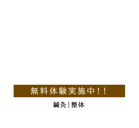 無料体験実施中！！鍼灸｜整体｜マッサージ